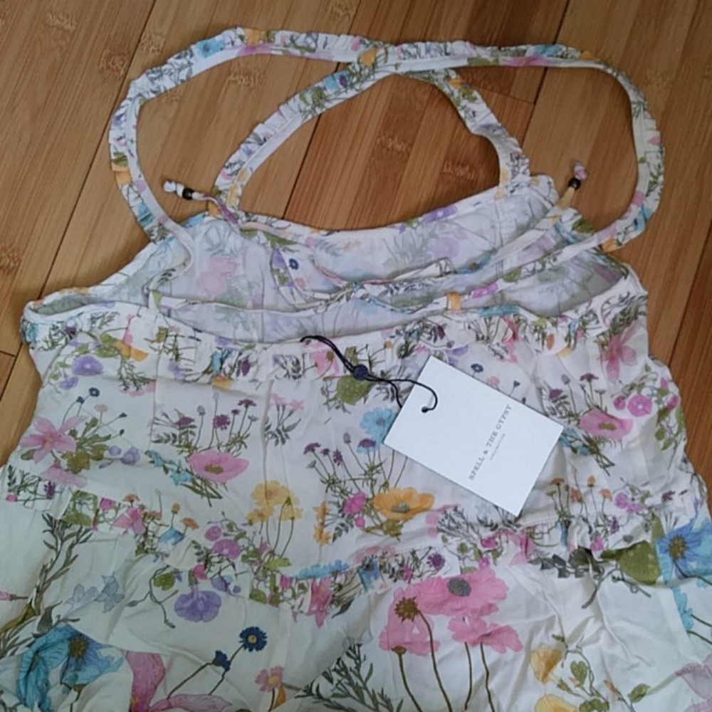 Wild Bloom Strappy Midi Dress Cream Spell Designs - Picture 11 of 16